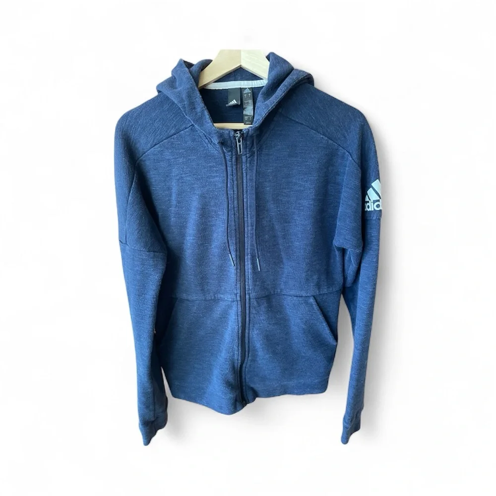 Adidas Men’s Id Stadium Navy Full-Zip Hooded Sweatshirt. Sz S